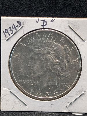1934-D US Peace Silver Dollar Condition PLEASE NOTE Some coins may have a grade on the package 