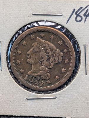 US 1847 Braided Hair Large Cent Condition PLEASE NOTE Some coins may have a grade on the 