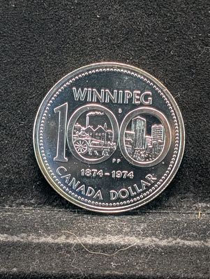 Canada 1974 Elizabeth II Winnipeg Dollar Proof Coin, Not Silver, 22.9 g. Condition PLEASE NOTE 