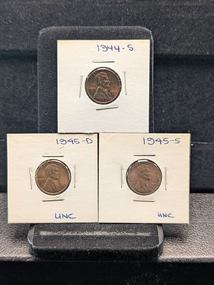 1944-S, 1945 D&S Lincoln Wheat Cents. 1944-S, 1945 D&amp;S Lincoln Wheat Cents Condition PLEASE 