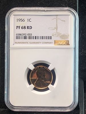 1956-P Lincoln Wheat Cent, Graded By NGC MS 68 RD Condition PLEASE NOTE Some coins may have a 