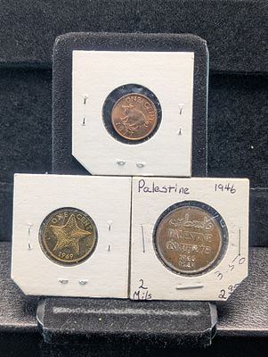 (3) Foreign Coins - Bermuda, Palestine, & Bahama Islands. (3) Foreign Coins - Bermuda, Palestine 