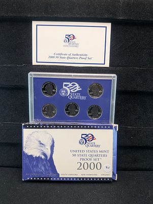 2000-S US Mint 50 State Quarter Proof Set. OGP w/COA Condition PLEASE NOTE Some coins may have 