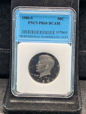 1980-S Kennedy Half Dollar, PNCS PR- 68 DCAM Condition PLEASE NOTE Some coins may have a grade 
