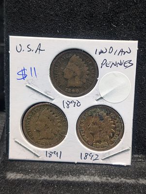 1890, 1891, & 1892 Indian Head Cents. 1890, 1891, &amp; 1892 Indian Head Cents Condition PLEASE 