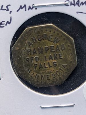 Red Lake Fall, Minnesota Token. Andrew Champeau. Good For 5c In Trade. Red Lake Fall 