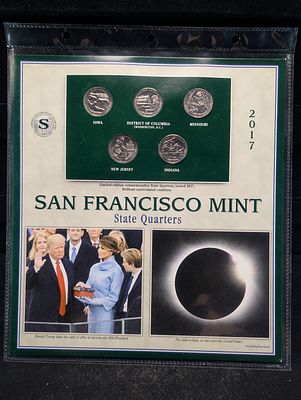 2017-S Statehood Quarters In Display Sheet - Limited Edition. 2017-S Statehood Quarters In 