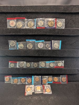 Lot of P & D Coins w/Various Dates - Mint Tokens, SBA Dollars, Lincoln Cents, Roosevelt Dimes 