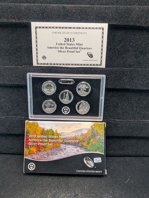 2013-S U.S. Mint America The Beautiful Quarters Silver Proof Set In OGP w/COA - All 90% Silver. 2 