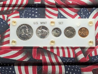 1959 Year Coin Set in Capital Plastic Case - Three 90% Silver Coins Condition PLEASE NOTE Some 