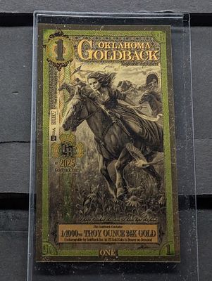 1/1000th Troy Oz. 24k GOLD 2025 Oklahoma $1.00 Goldback Condition PLEASE NOTE Some coins may 
