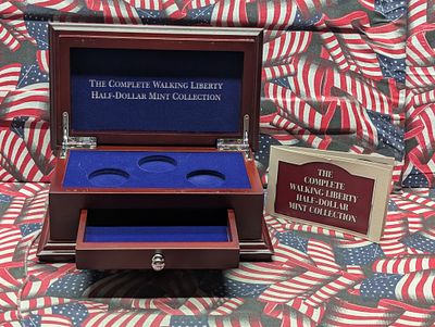 Set of Three Various *EMPTY* Coin Collector's Wooden Display Boxes & Set of Two *EMPTY* Velvet 