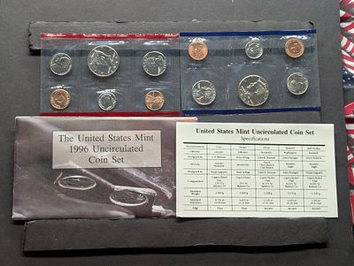 1996 P&D U.S. Mint Uncirculated Coin Set in OGP w/ COA - Missing West Point Dime. 1996 P&amp;D 