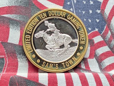 Limited Edition .999 FINE SILVER CENTER Sam's Town Casino $10 Gaming Token Condition PLEASE 