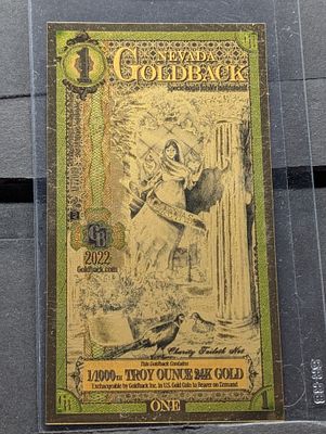 1/1000th Troy Oz. 24k GOLD 2022 Nevada $1.00 Goldback Condition PLEASE NOTE Some coins may have 