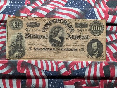 February 17th, 1864 Obsolete $100 Confederate Note Condition PLEASE NOTE Some coins may have a 