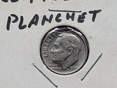 1967 Roosevelt Dime with Curved Clipped Planchet Mint Error Condition PLEASE NOTE Some coins 