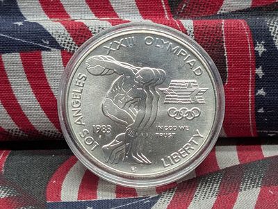 1983-S US Olympic Discus Thrower Commemorative 90% Silver Dollar Condition PLEASE NOTE Some 
