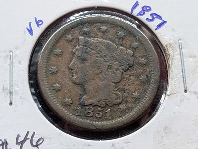 1851 Braided Hair Large Cent Condition PLEASE NOTE Some coins may have a grade on the package 
