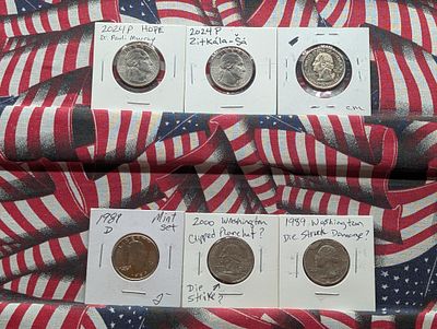 Six Washington Quarter Dollars, 1989-2024 Condition PLEASE NOTE Some coins may have a grade on 