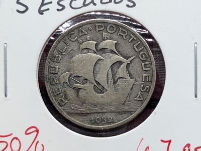 1932 Portugal Silver 5 Escudos Coin Condition PLEASE NOTE Some coins may have a grade on the 