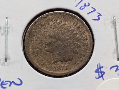 1873 "Open 3" Indian Head Cent Condition PLEASE NOTE Some coins may have a grade on the package 