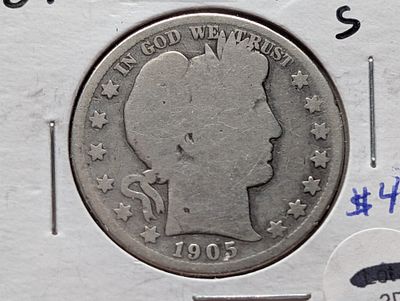1905-S Silver Barber Half Dollar - 121 Years Old! Condition PLEASE NOTE Some coins may have a 