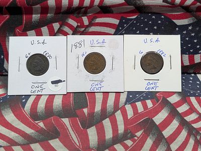1880, 1881 & 1882 Indian Head Cents. 1880, 1881 &amp; 1882 Indian Head Cents Condition PLEASE 