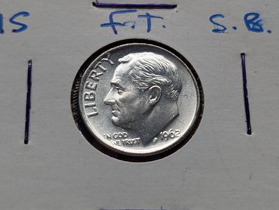 1962 Roosevelt Dime MS F.T.S.B. 90% Silver Condition PLEASE NOTE Some coins may have a grade on 