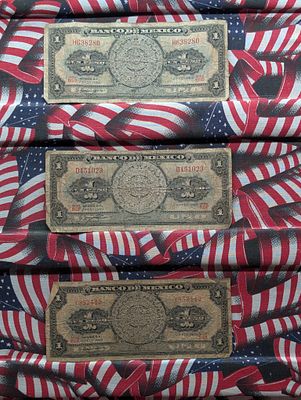 (3) 1969 Mexico One Peso Bank Notes Condition PLEASE NOTE Some coins may have a grade on the 