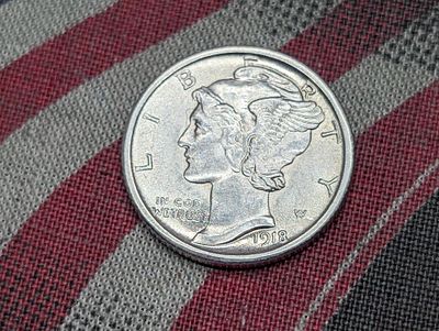 1918-S Mercury Silver Dime - BRILLIANT UNC Condition PLEASE NOTE Some coins may have a grade on 