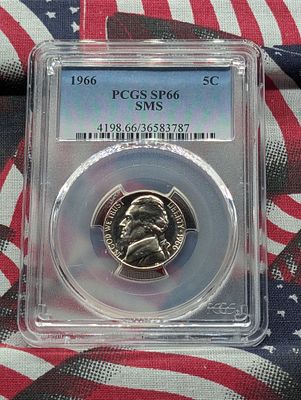 1966 SMS Jefferson Nickel - PCGS SP66 Condition PLEASE NOTE Some coins may have a grade on the 