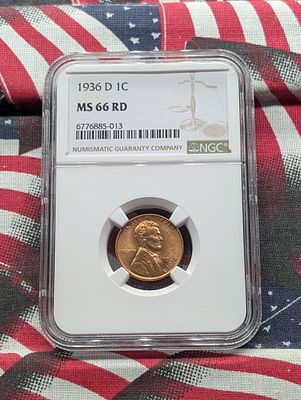 1936-D Lincoln Wheat Cent - NGC MS66 RD Condition PLEASE NOTE Some coins may have a grade on 