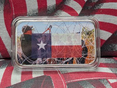 1 Oz. .999 FINE SILVER The Lone Star State Does Not Stand Alone - Texas Designed Art Bar in Capsule