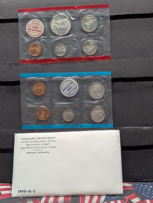 1970 P, D, & S U.S. Uncirculated Mint Set In OGP - Includes 40% Silver Kennedy Half Dollar. 1970 