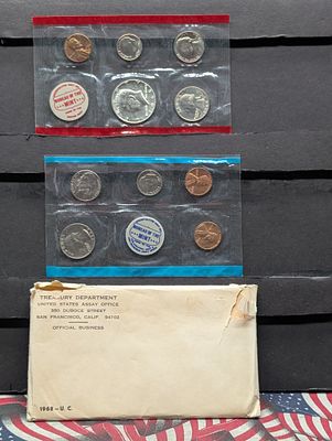 1968 P, D, & S U.S. Uncirculated Coin Set In OGP - Includes 40% Silver Kennedy Half Dollar. 1968 