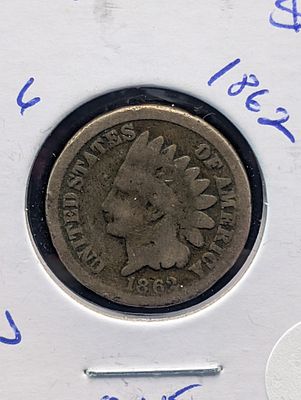 1862 Copper Nickel Indian Head Cent - Civil War Era!. 1862 Copper Nickel Indian Head Cent - 