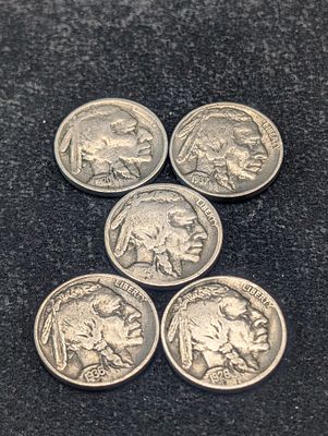 1920-P, 1925-P, 1926-P, 1936-P, & 1937-P Buffalo Nickels. 1920-P, 1925-P, 1926-P, 1936-P, &amp; 