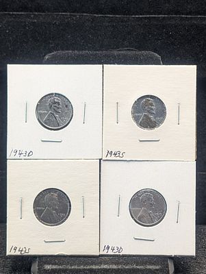 Two 1943-S & Two 1943-D Steel Lincoln Wheat Cents. Two 1943-S &amp; Two 1943-D Steel Lincoln 