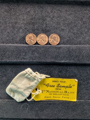 Vintage: 1st National Bank of Belleville Open House "Free Sample" - 3 Pennies 
