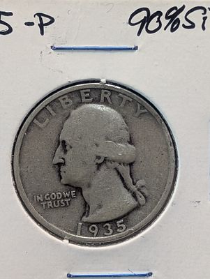 1935 Washington Quarter 90 % Silver Condition PLEASE NOTE Some coins may have a grade on the 