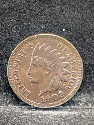 1902 Indian Head Cent, Full Liberty, Full Diamonds, Full Beads, Toned Condition PLEASE NOTE 