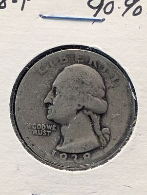 1938-P Washington Quarter, 90% Silver Condition PLEASE NOTE Some coins may have a grade on the 