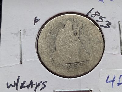 1853 Silver Seated Quarter Dollar - 173 Years Old! Condition PLEASE NOTE Some coins may have a 