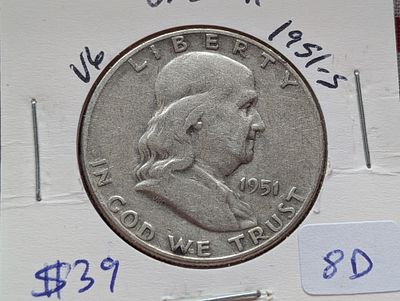 1951-S Silver Franklin Half Dollar Condition PLEASE NOTE Some coins may have a grade on the 