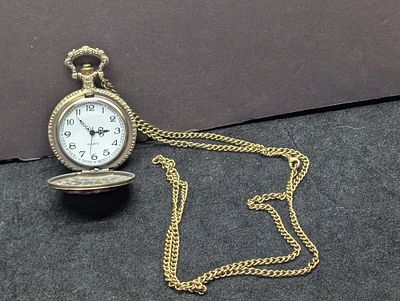 Police Protect and Serve, Quartz Pocket Watch w/Chain - Working Condition PLEASE NOTE Some 