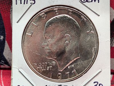 1971-S Eisenhower One Dollar Coin, Gem, 40% Silver Condition PLEASE NOTE Some coins may have a 