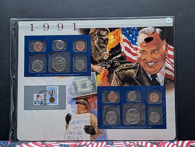 1991 P&D US Mint Uncirculated Sets In Commemorative Display Sheet. 1991 P&amp;D US Mint 