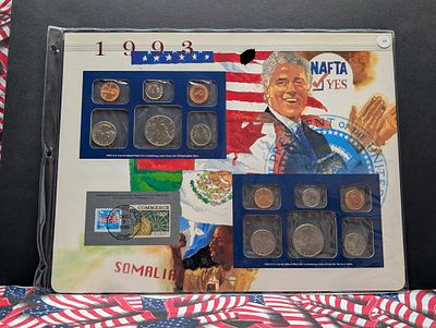 1993 P&D US Mint Uncirculated Sets In Commemorative Display Sheet. 1993 P&amp;D US Mint 