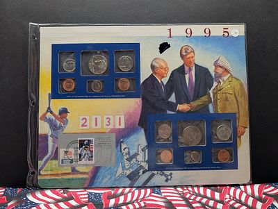 1995 P&D US Mint Uncirculated Sets In Commemorative Display Sheet. 1995 P&amp;D US Mint 